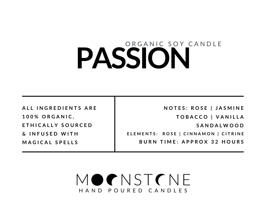 Image of Moonstone Enchanted Ritual's Passion Candle Label