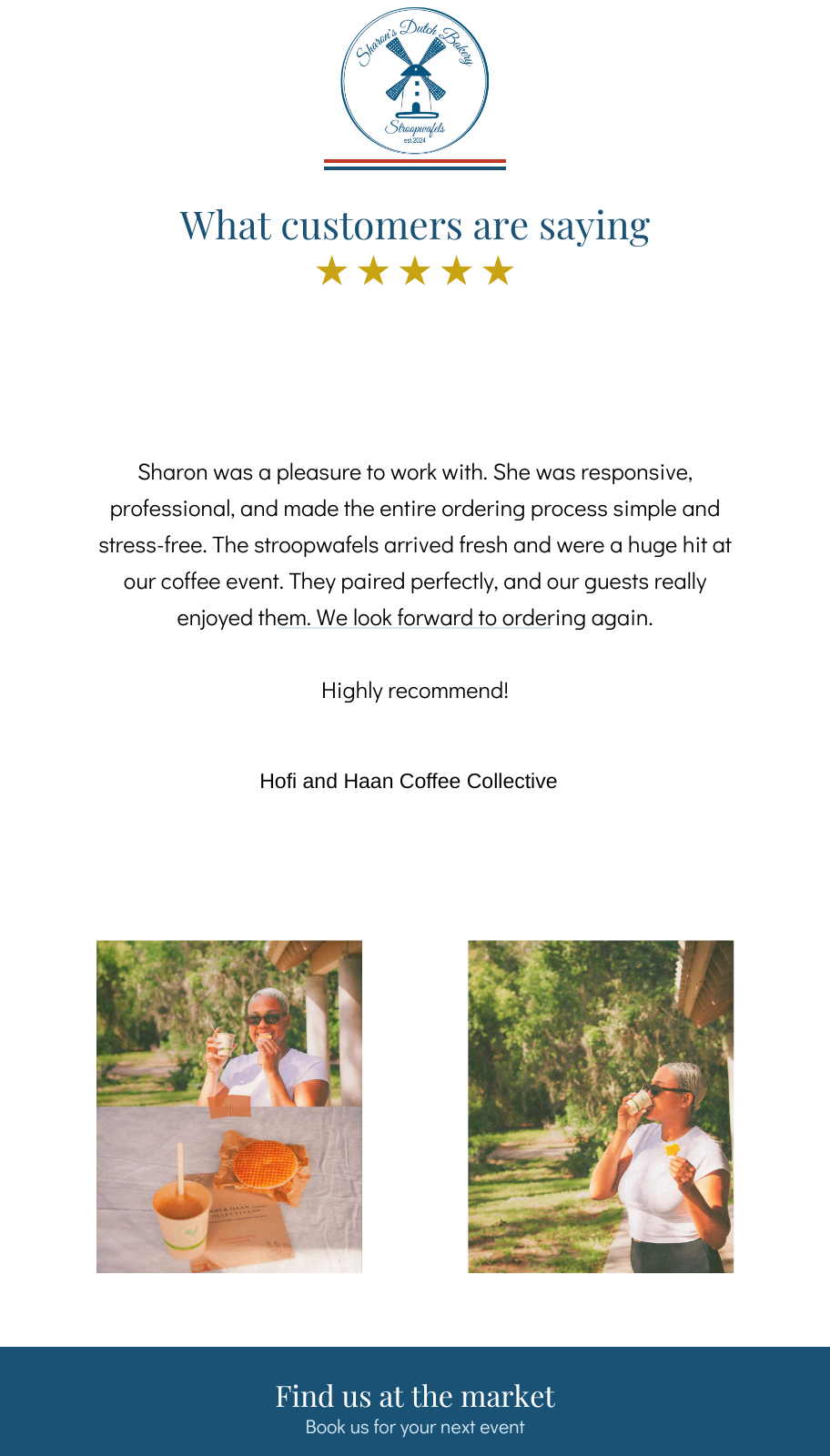 Customer reviews and testimonials for Sharon's Dutch Bakery