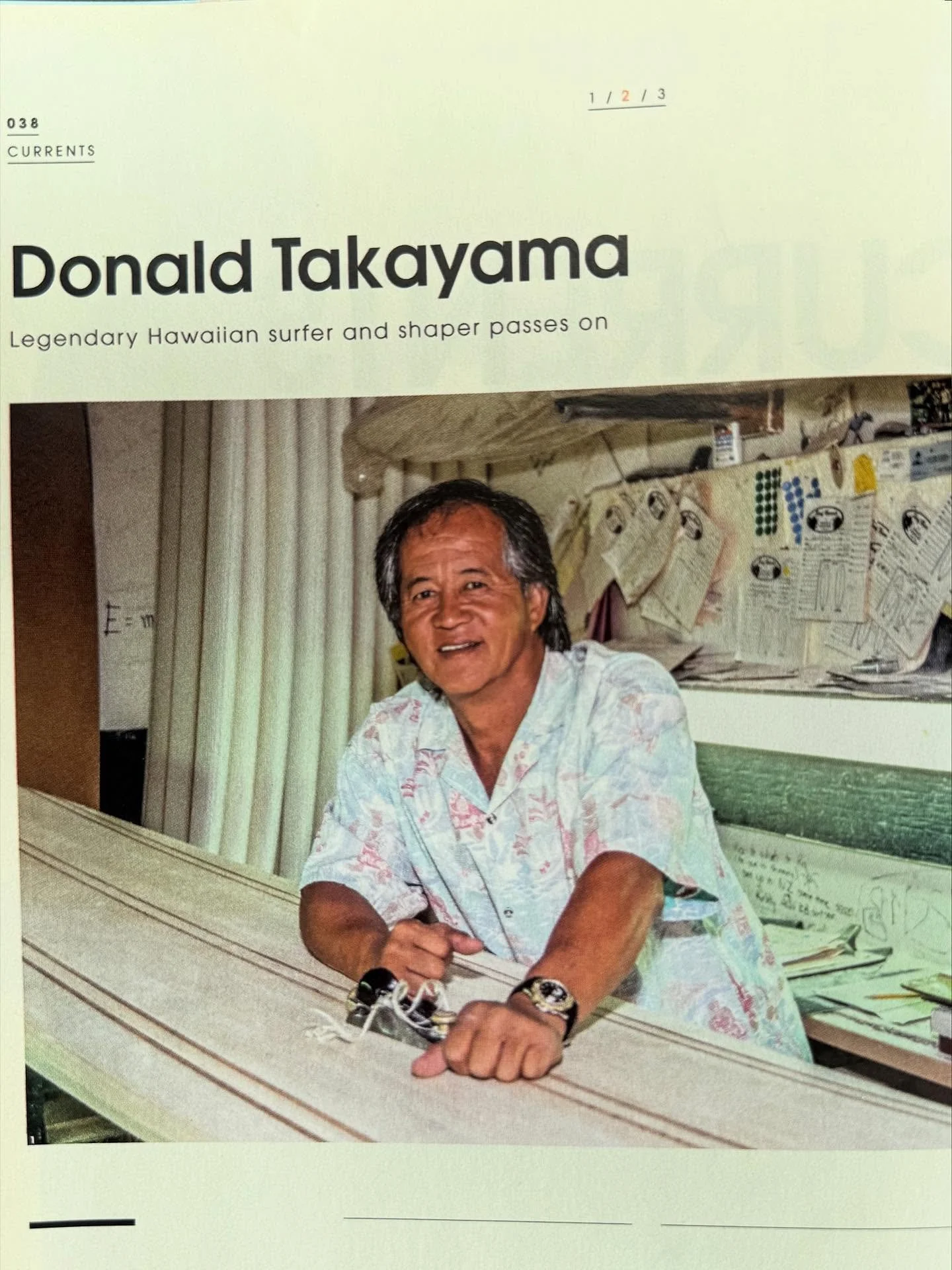 TransWorld Surf, a popular youth based surf magazine, featured Donald when he passed away. A pivotal time in surf history, yet his legacy lives on forever. Comment below your stories with Donald🤙🏼

#donaldtakayama #donaldtakayamasurfboards #surfhis