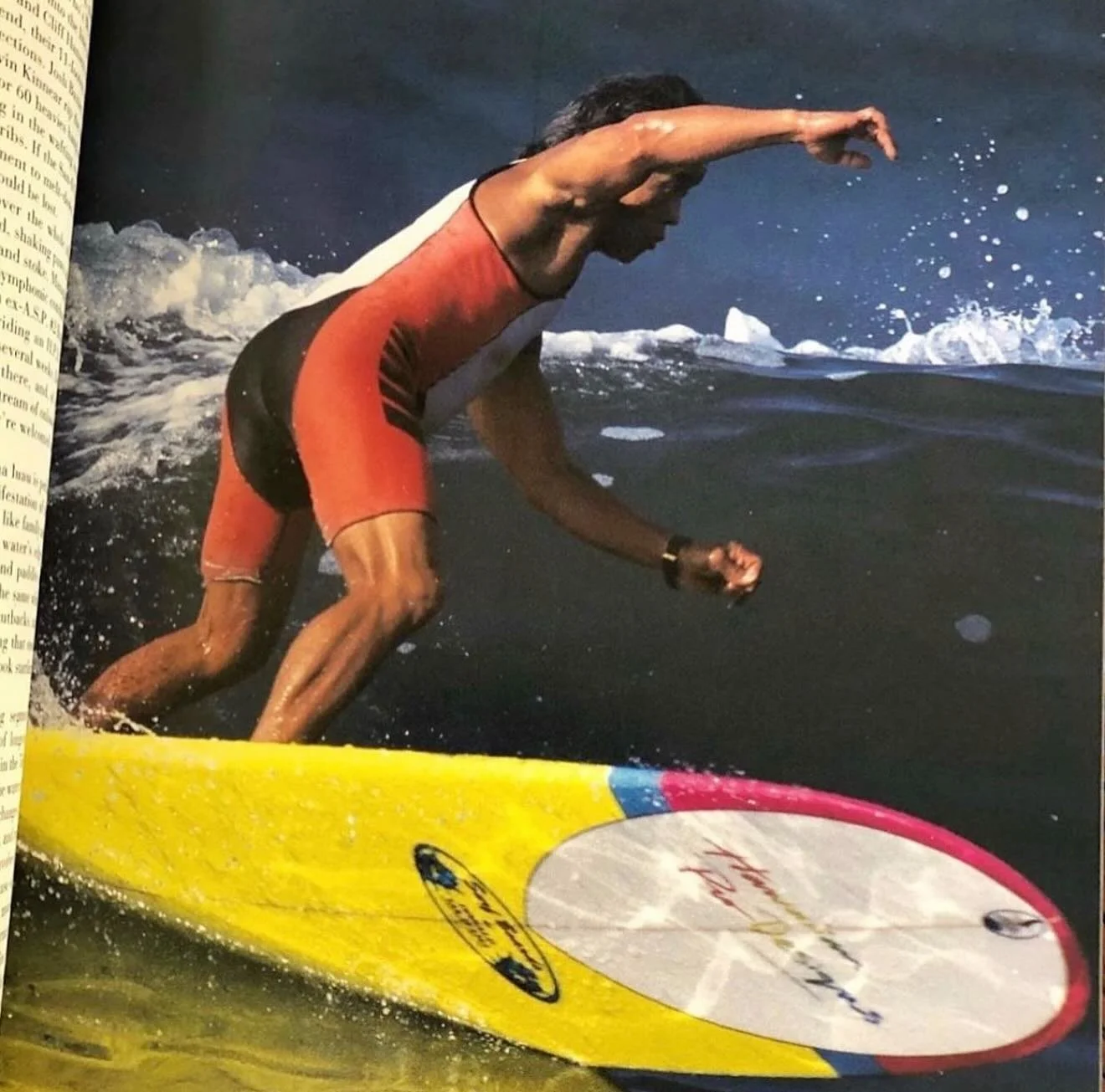 Donald surfing his In The Pink! This is from the first issue of longboard magazine. Taken by guymotil