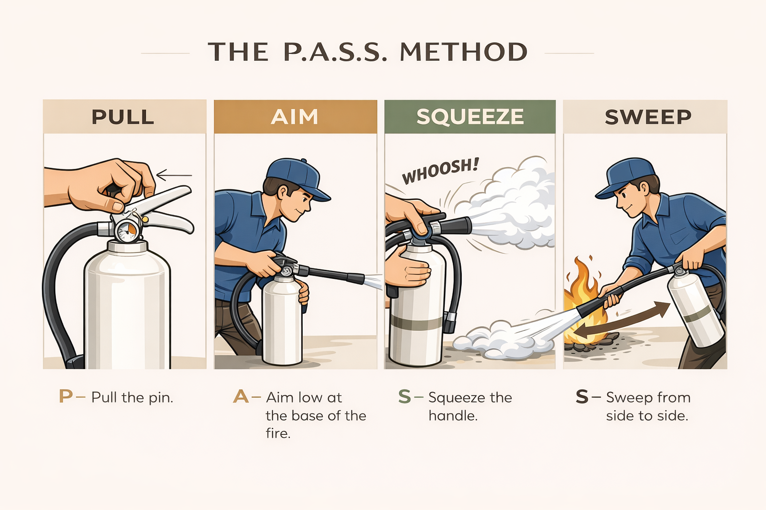 Illustration of Kidde Fire Extinguishers Pass Method