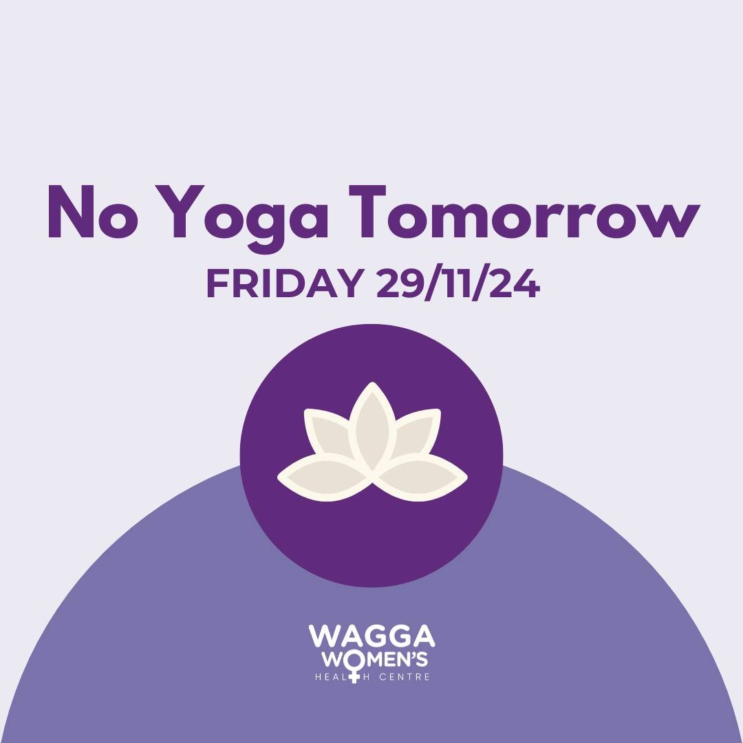 💜🧘&zwj;♀️Reminder - there is no Yoga on tomorrow. 💜🧘&zwj;♀️

Yoga will resume as normal next Friday, if you want to join in just book via this link or call the Centre (02) 69 21 33 33.

https://events.humanitix.com/gentle-yoga-at-wagga-women-s-he
