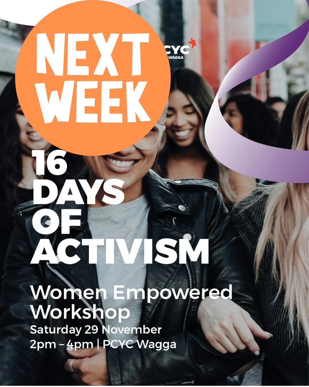 Next week: Empower yourself with practical skills and confidence at our Women Empowerment Workshop.

A violence management, personal safety and self-defence workshop for all women (cis and trans) aged 12+.

Presented with ARMD Wagga and PCYC.
Tickets