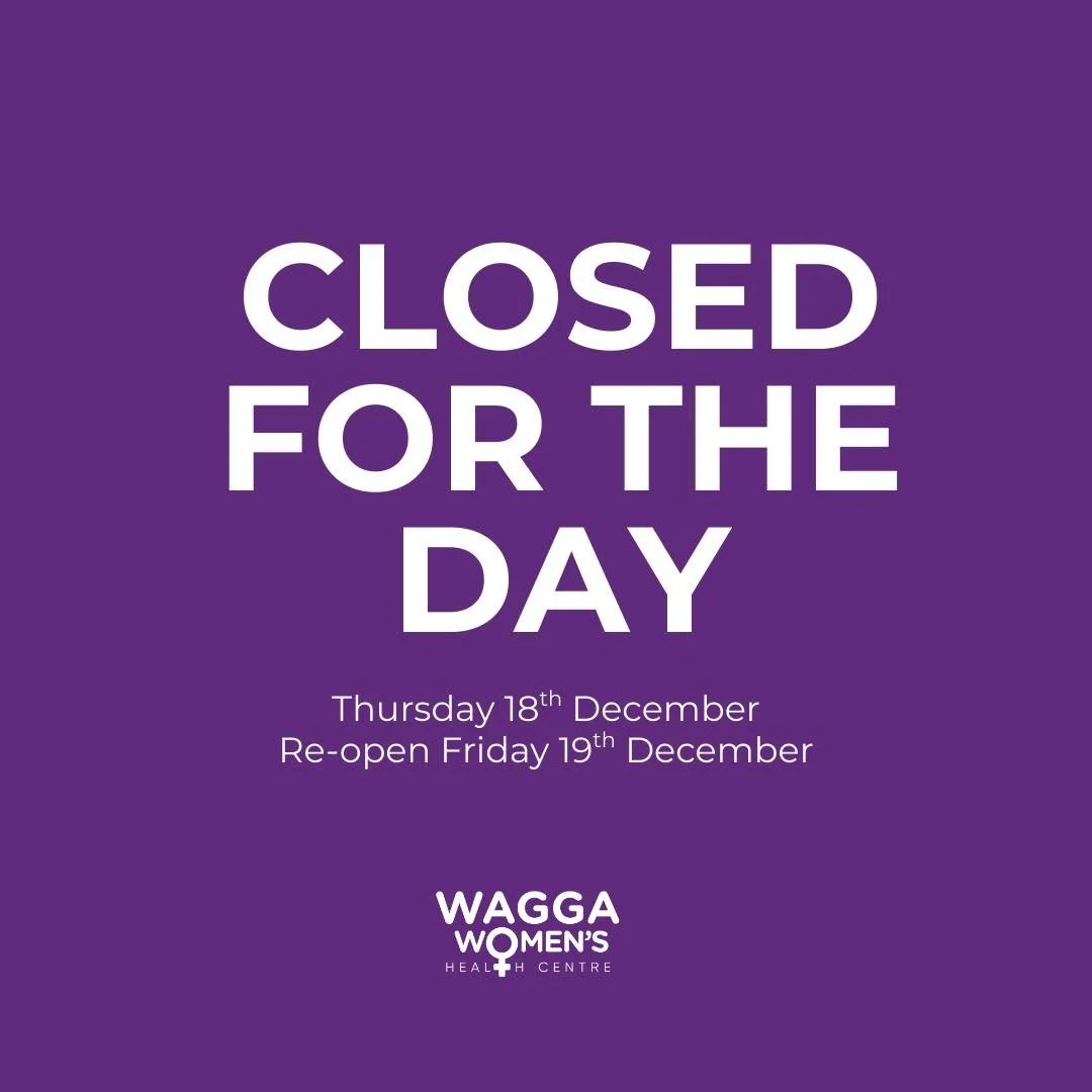 📢 Centre Closure Notice
The Wagga Women&rsquo;s Health Centre will be closed Thursday 18 December, reopening Friday 19 December for our last day of the year.

Thank you for your support throughout 2025 💜

___________________________________________