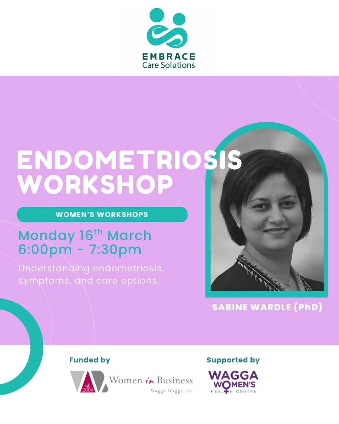 💜 Last few spaces remaining! 💜

Our Endometriosis Support &amp; Awareness Workshop with Sabine Wardle (PhD) is nearly full &mdash; and we&rsquo;d love you to join us.

This session is designed to build understanding, connection and awareness around
