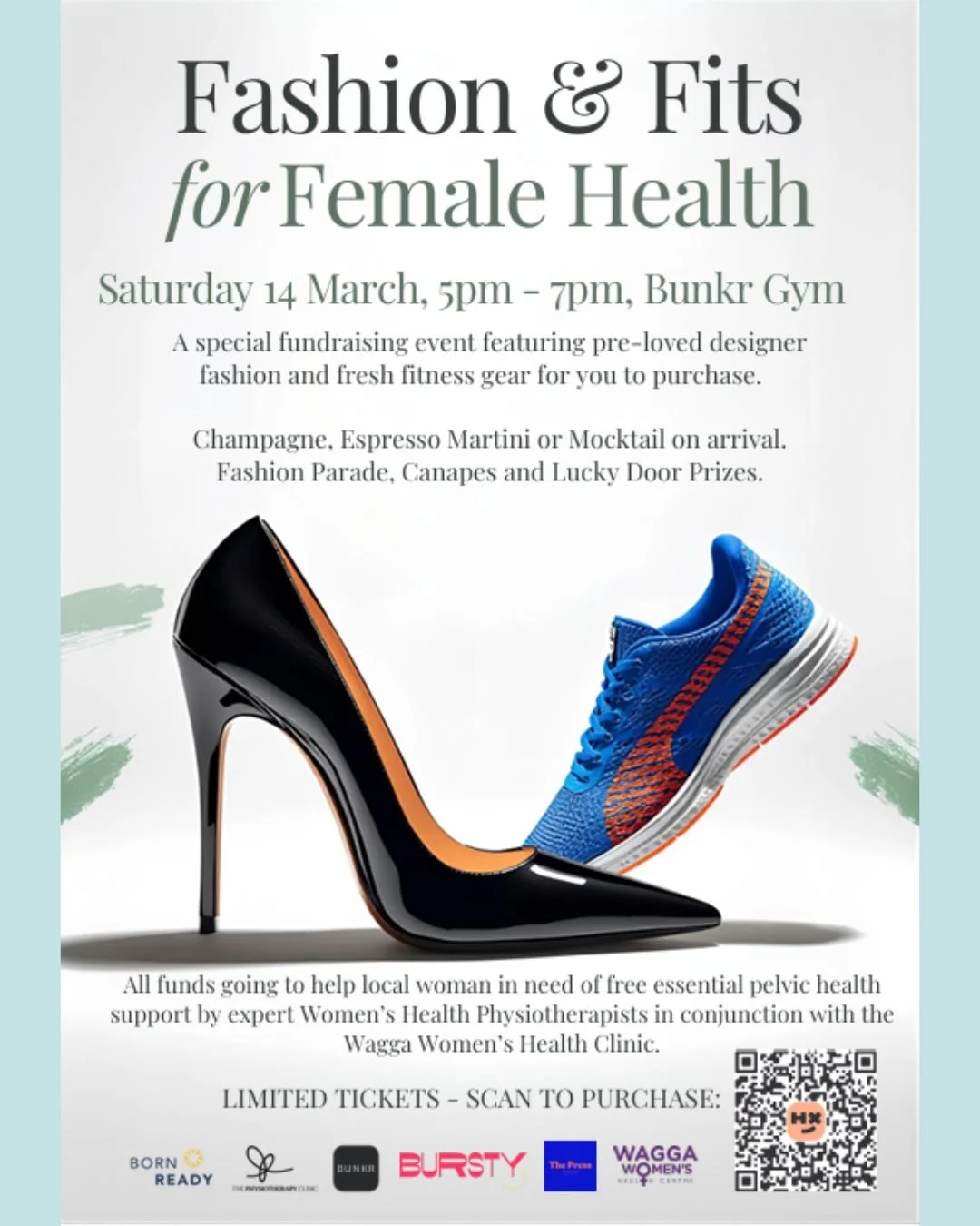 👠Fashion &amp; Fits for Female Health 👟

Join us for a stylish evening supporting women&rsquo;s health at Fashion &amp; Fits for Female Health &mdash; a special fundraising event combining fashion, fitness and community.

Enjoy:
🍸A champagne, espr