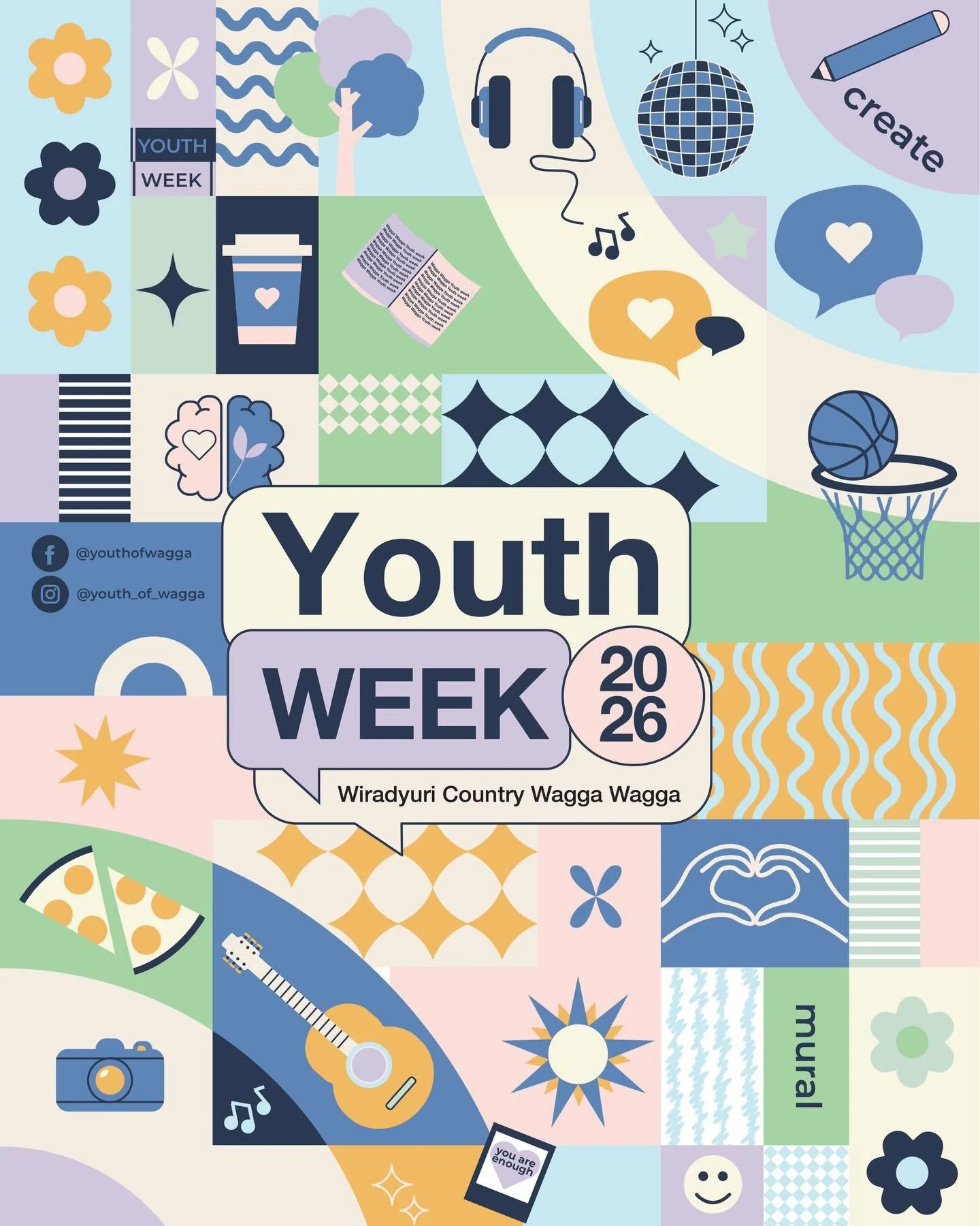 🏵️ YOUTH WEEK🎧 

🗓️ Coming up | April 7 - 24 

A celebration held throughout April, created for young people, by young people aged 12&ndash;24. 

Explore the Wagga Wagga City Council website for more information and discover a range of exciting ev