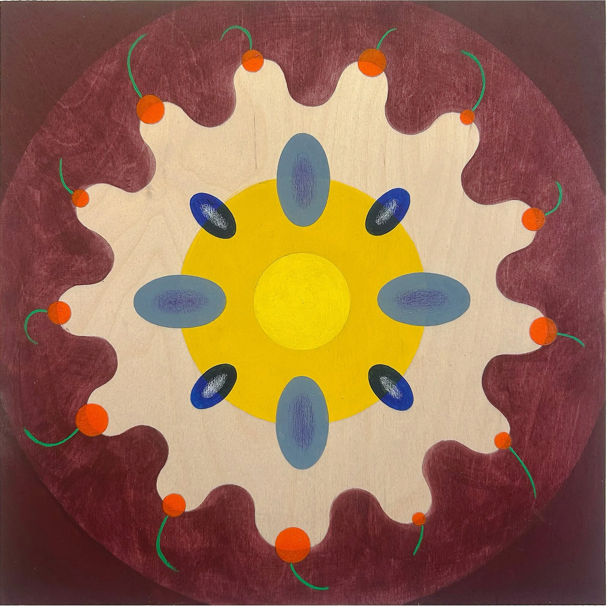 for ananya, acrylic and colored pencil on wood, 10 x 10 in, 2025