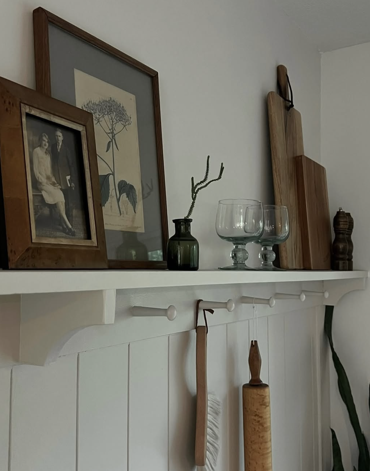 peg hook shelf with shiplap and antique vintage decor