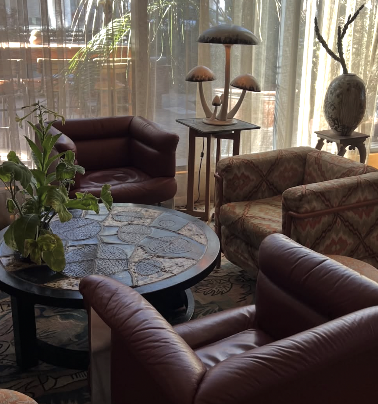 austin proper hotel lobby with eclectic furniture