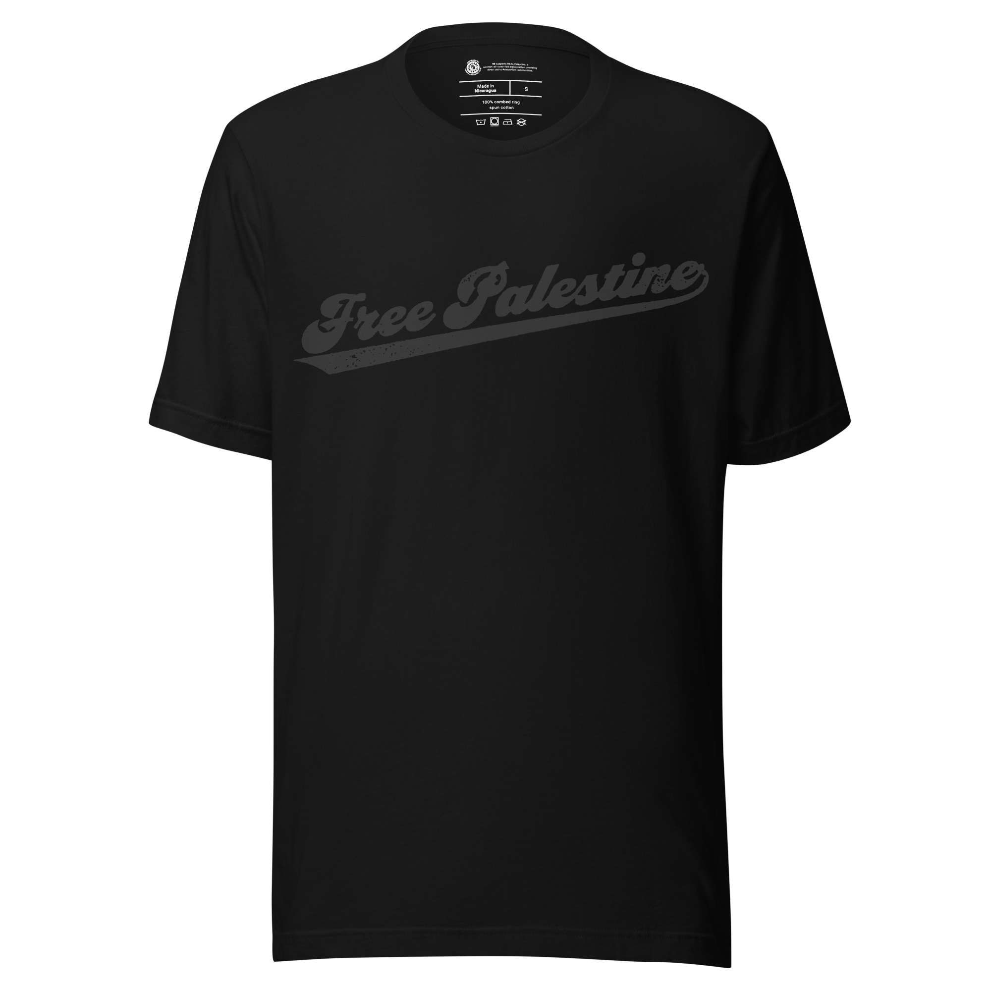 Free Palestine- Classic Script Black on Black or Black on White Unisex