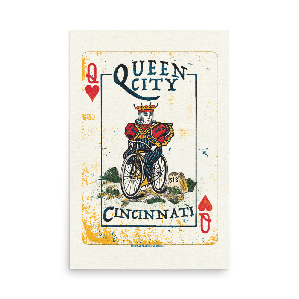 Queen City Cincinnati Bicycle Print - Limited Screenprint