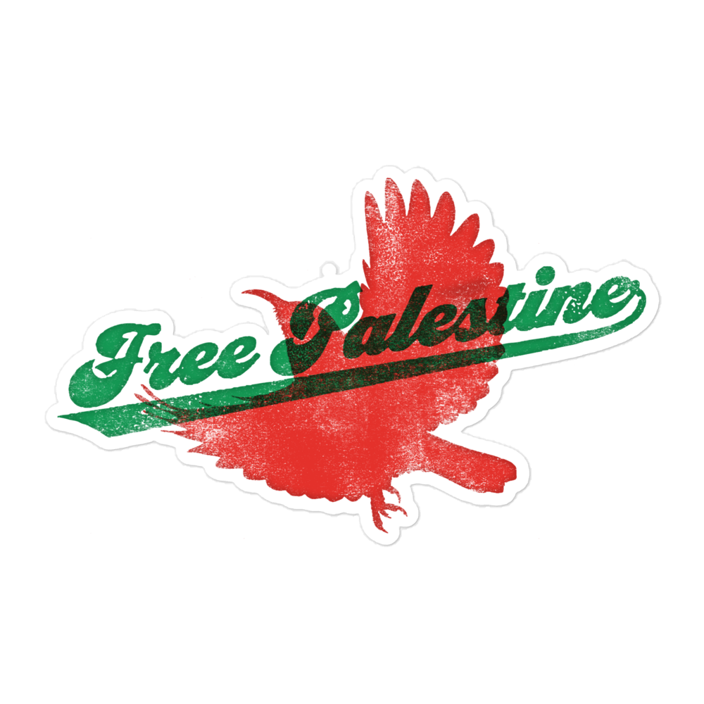 FREE PALESTINE (Red Bird Solidarity Sticker)