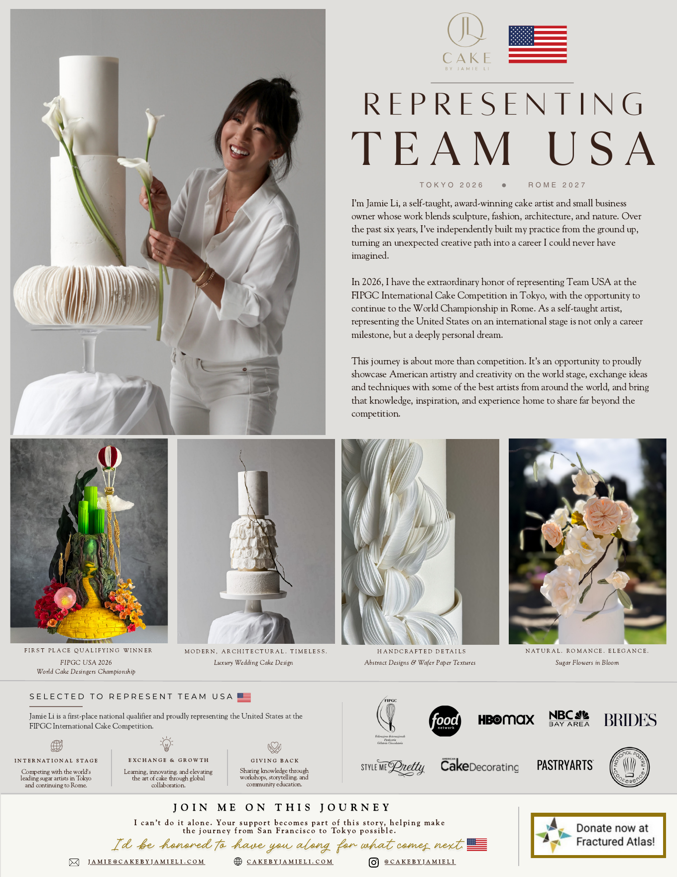 Jamie Li representing Team USA at the 2026 FIPGC International Cake Competition in Tokyo