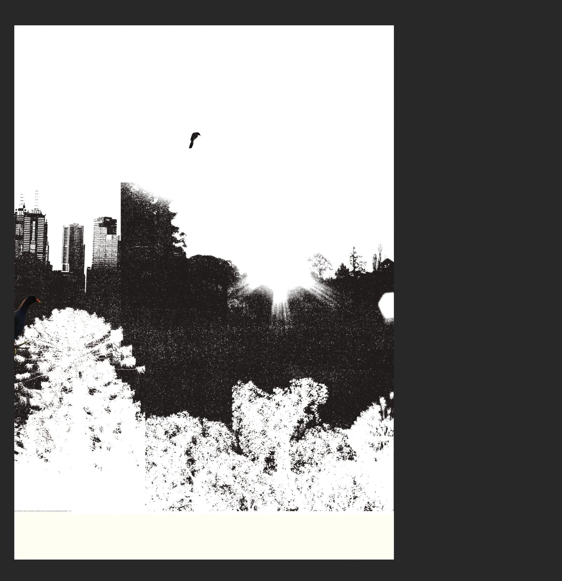 Botanical character illustration by Darren Henderson for Moonlight Cinema — photocopied texture and portrait photography