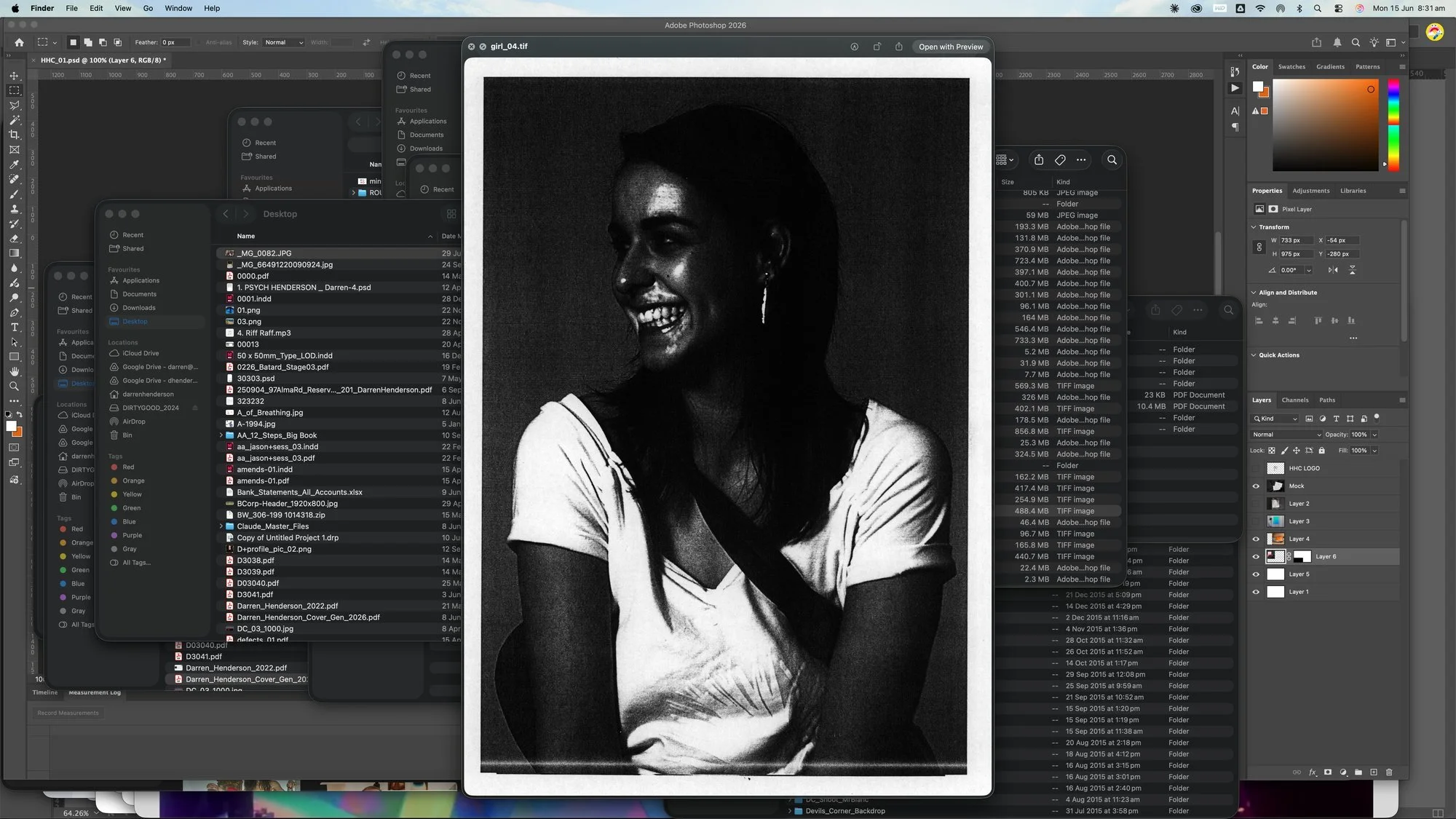 Botanical character illustration by Darren Henderson for Moonlight Cinema — photocopied texture and portrait photography