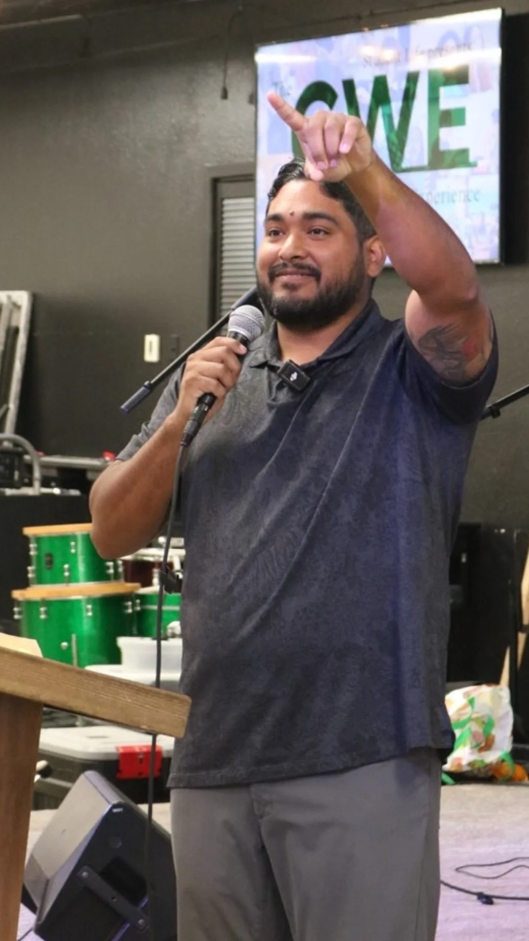 Luis Salaza, Graduate and Student Mentor, preaching at the second week of chapel