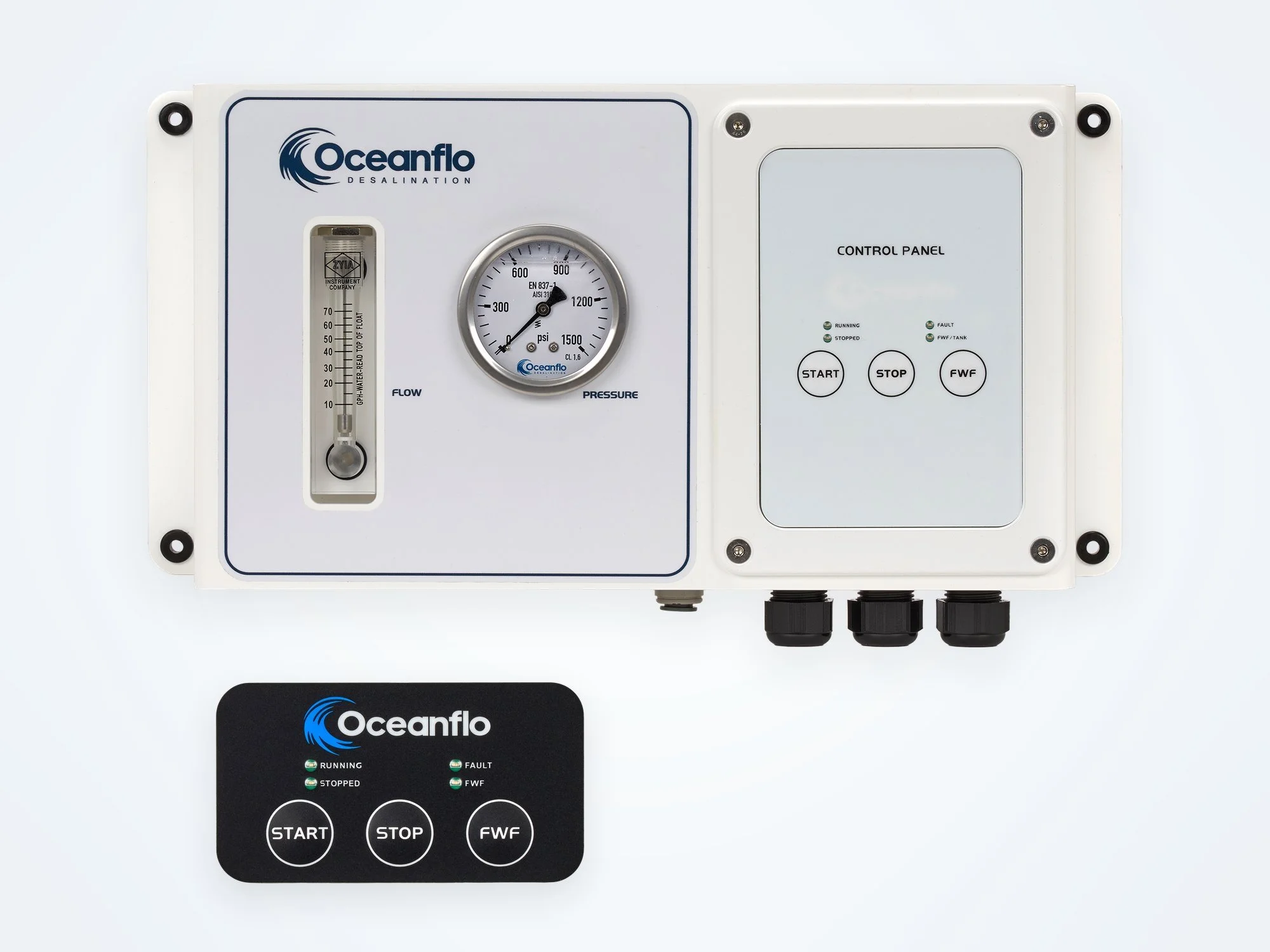 Oceanflo OF70A and OF150A control panel and remote cabin control panel