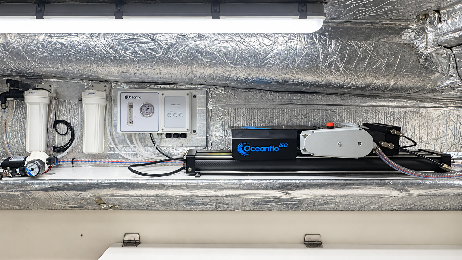 Oceanflo OF150A installed in the engineroom of a boat