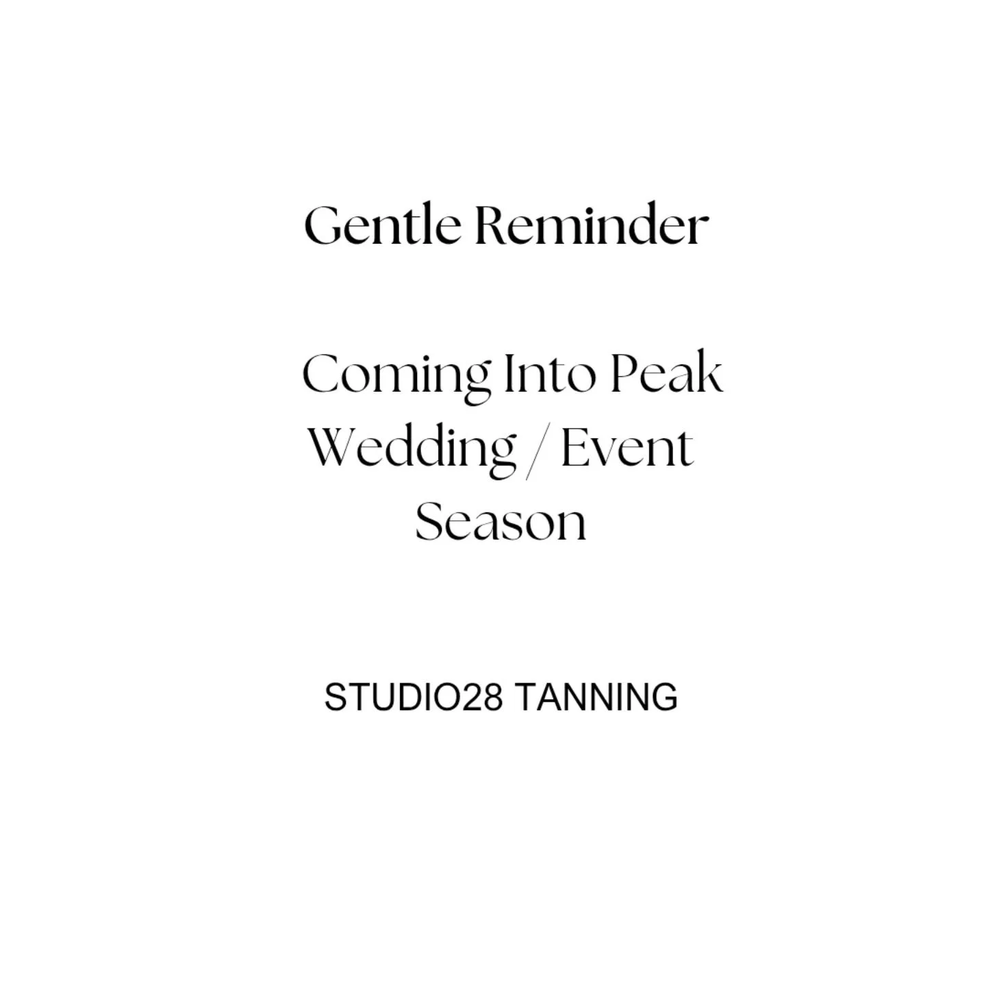 ✨ A Gentle Reminder ✨

As we move into peak wedding and event season, I just wanted to share a little reminder from me to you. 🫶

I absolutely love making you all feel confident and glowing with your spray tans, and I do my very best to fit everyone