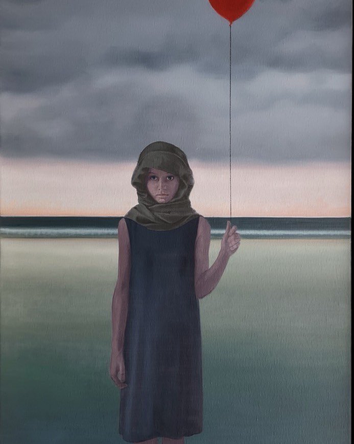 &ldquo;Marooned &ldquo;, oil on canvas,137 x 66 cms. Another painting exploring the fate of the dispossessed #figurativepainting,#narrativepainting, figurativerealistpainting, #scapegoats