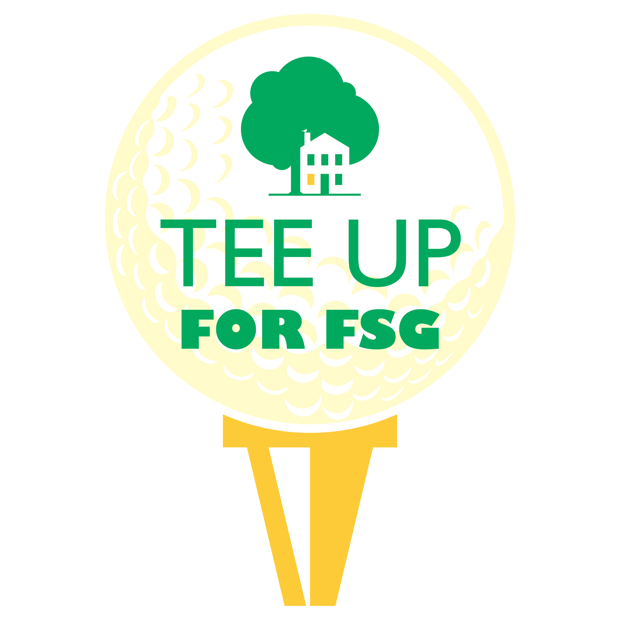 Tee Up for FSG logo featuring a golf ball on a tee with tree and house emblem.