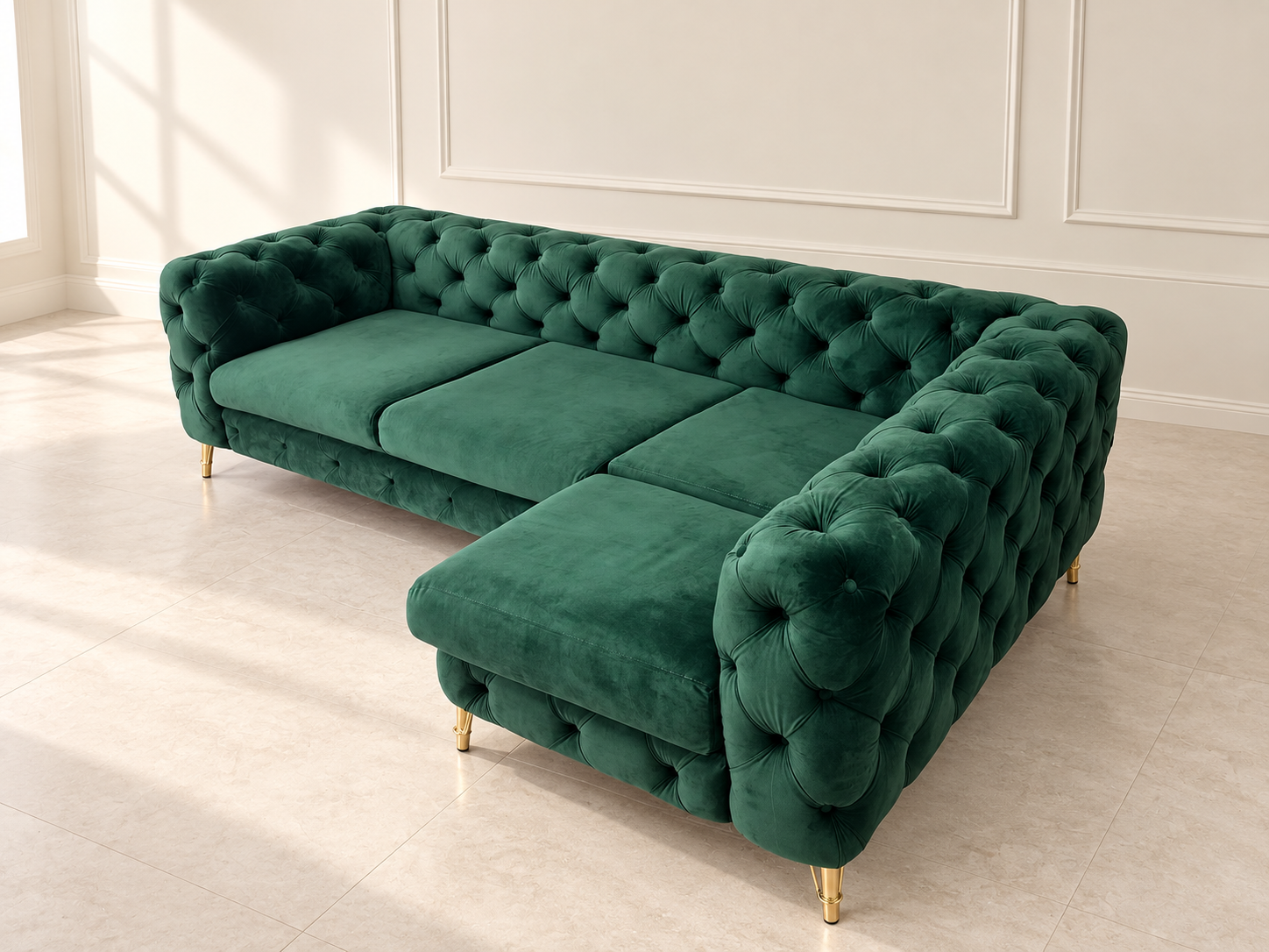 Colțar verde capitonat