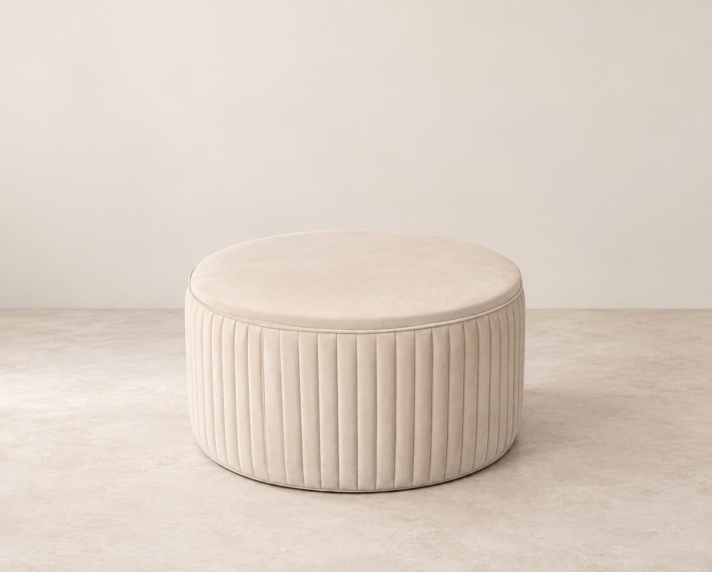 Taburet rotund crem