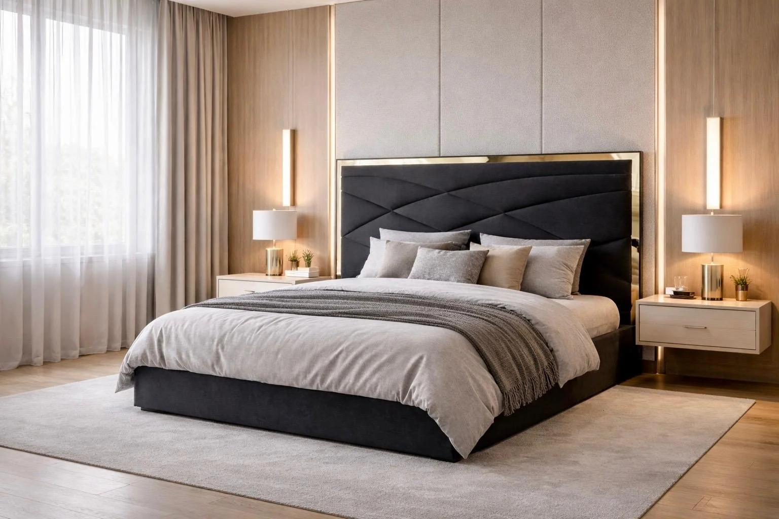 Pat închis cu tăblie decorativă și contur auriu