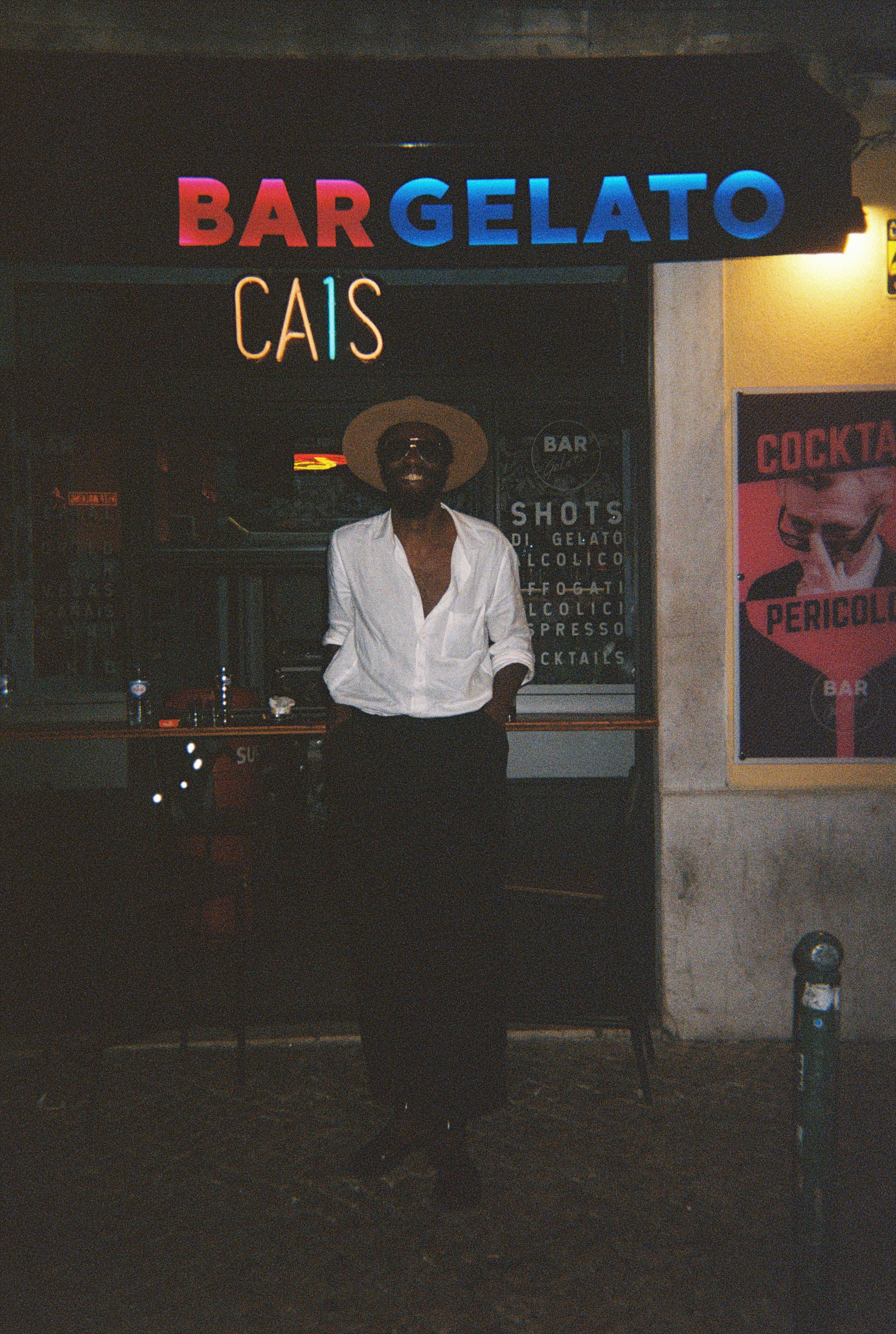 Bar Gelato Cais. Lisbon, Portugal, 2024. Disposable Camera.
