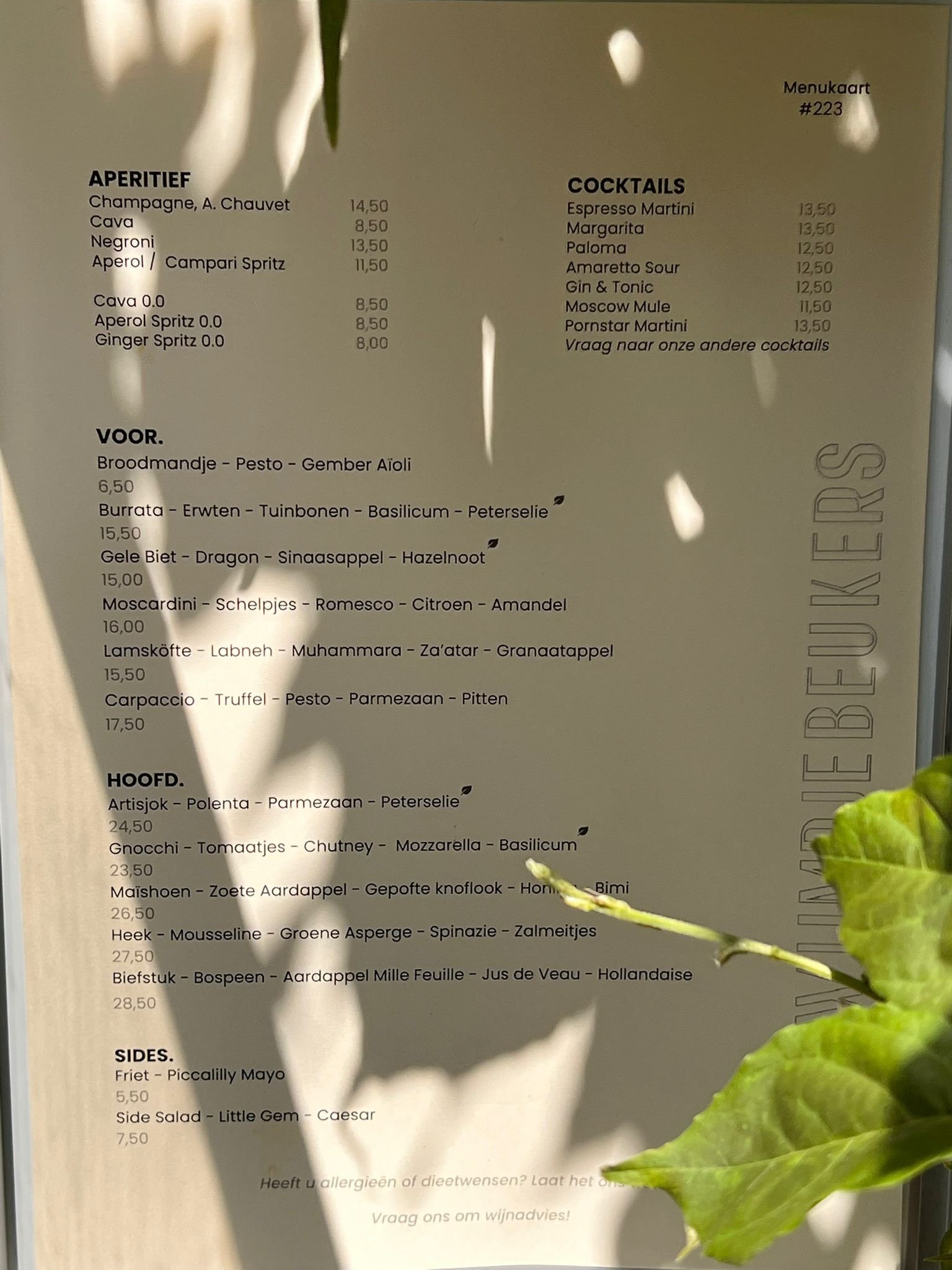 Nieuw menu, goed getest, kom maar proeven! 🌞