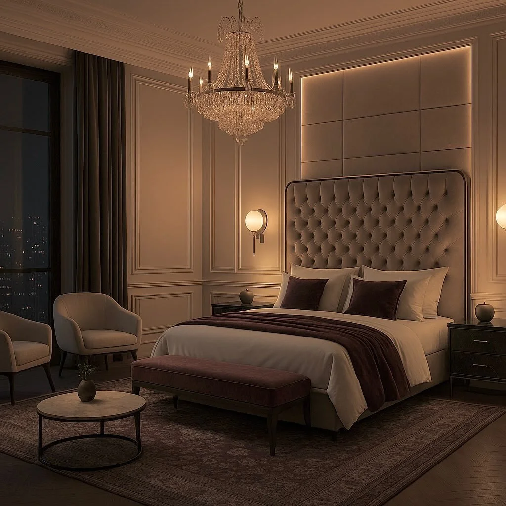 Sneak peek into the master bedroom of our latest residential project! 

From foundation to finish, we carefully integrated every detail, from paneling to lighting layers. Our goal was to create a sanctuary with traditional millwork, layered lighting,