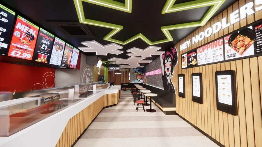 ✨ Another completed project for Chopstix! ✨

We&rsquo;re proud to unveil this vibrant new store on Lord Street, Liverpool.

From the bold illuminated ceiling features and striking wall graphics to the seamless integration of digital ordering and bran