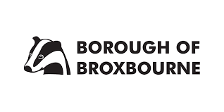 Logo of the Borough of Broxbourne featuring a stylized badger head and text.