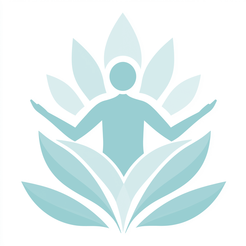 Logo depicting natural health & well-being. Solid light blue color background