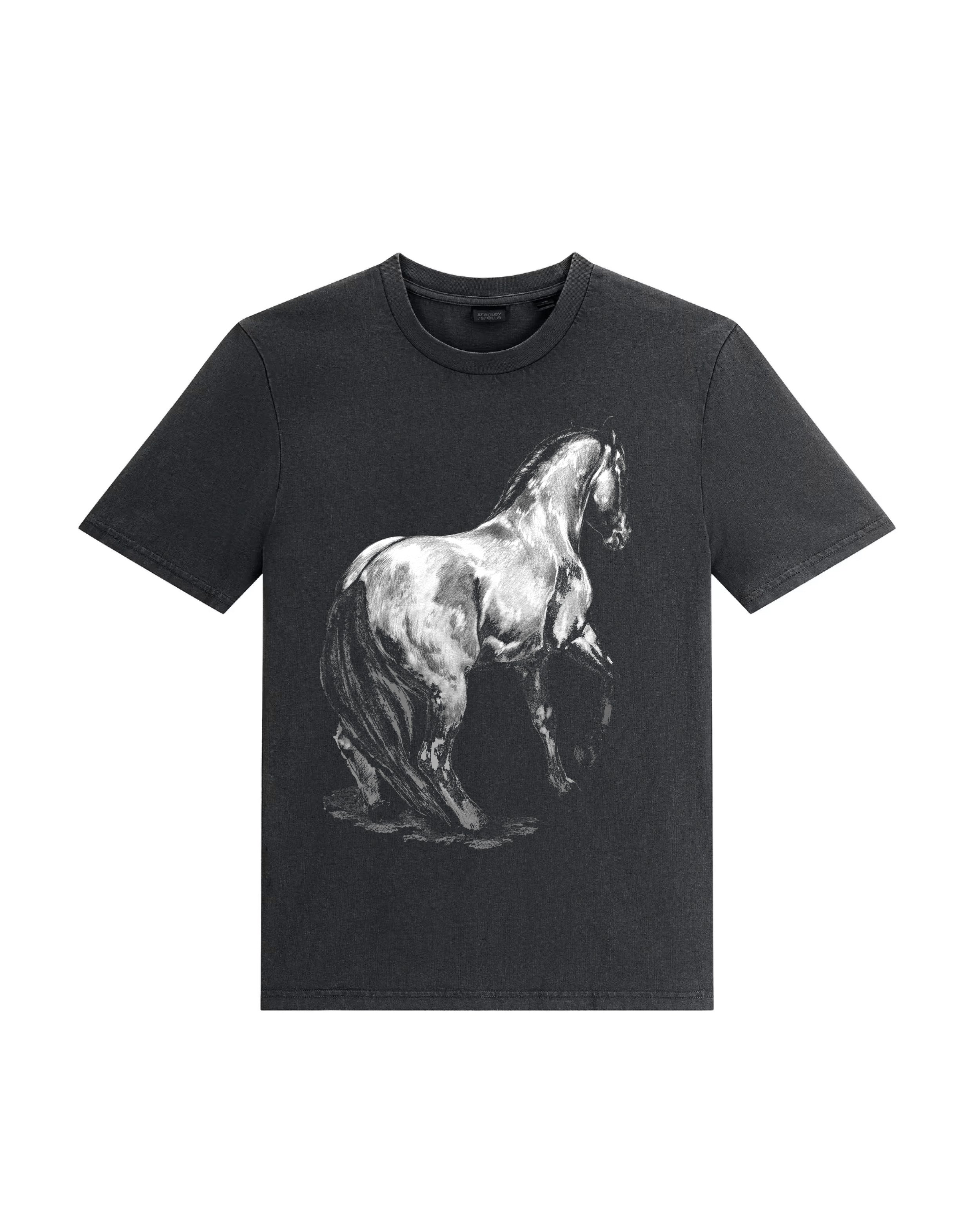 Stallion Faded Black Vintage Horse T-Shirt