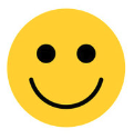 Gul smiley-emoji med smilende ansigt.