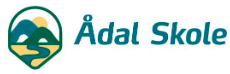 Logo for Ådal Skole med tekst og et ikon med naturmotiv