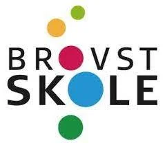 Logo for Brovst Skole med farvede bobler over teksten.