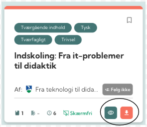 Billedet viser en webside med en artikel om indskoling og it-problemer til didaktik, skrevet på dansk. Der er ikoner til visning, lydoptagelse og andre funktioner, samt en overskrift og forfatteroplysninger.