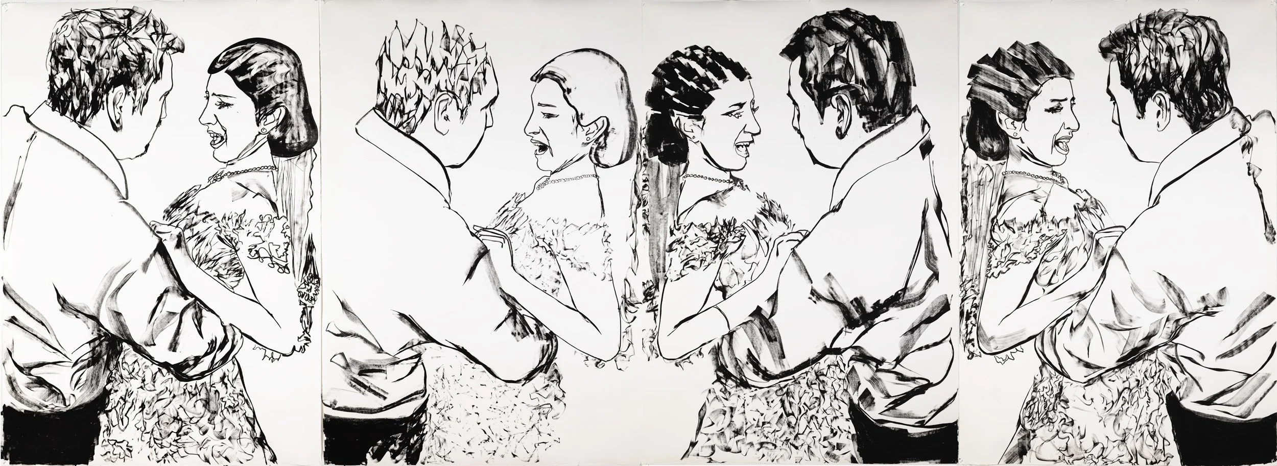 Till Death Do Us Part.. -  ink on paper, 4 panels each. 50x77”‍  ‍