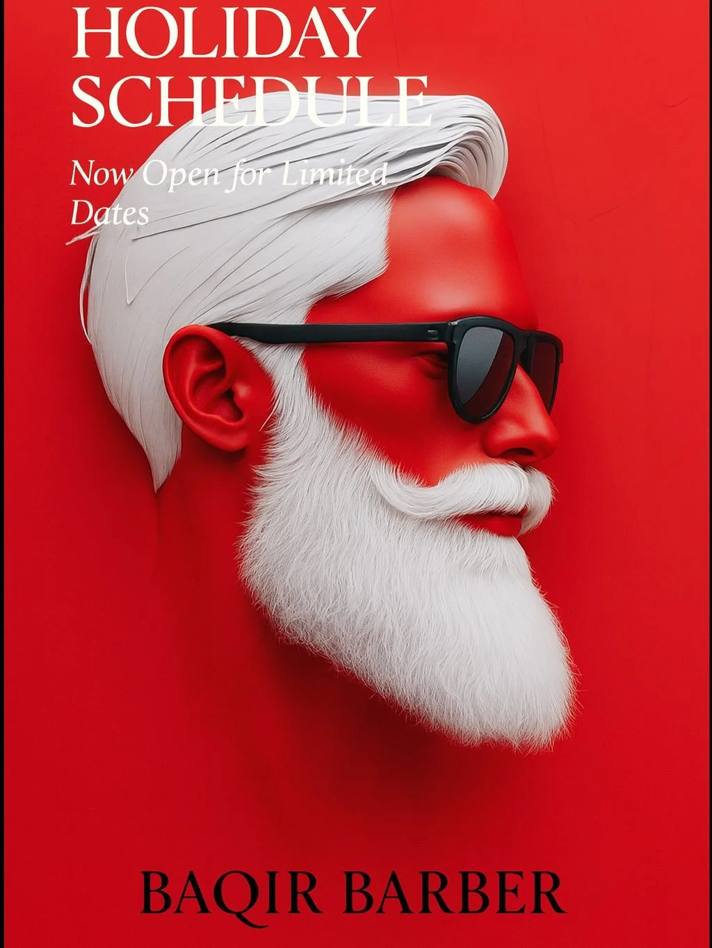 🎄✂️
Holiday Schedule
Christmas &amp; New Year

Additional Days Open
Saturday 20th Dec
Saturday 27th Dec
Sunday 28th Dec

Closed
Christmas Day (25th Dec)
Boxing Day (26th Dec)
NYE (31st Dec) &ndash; 5th Jan

Back Open on the 6th Jan