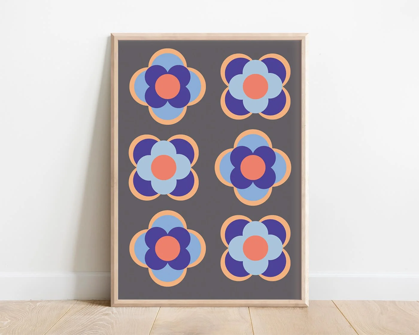 Blue, Contemporary Flower Print