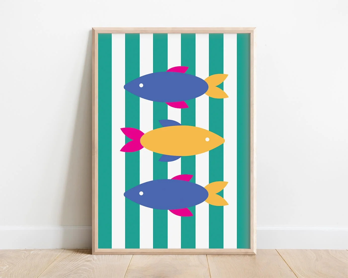 Green Stripy Fish Print