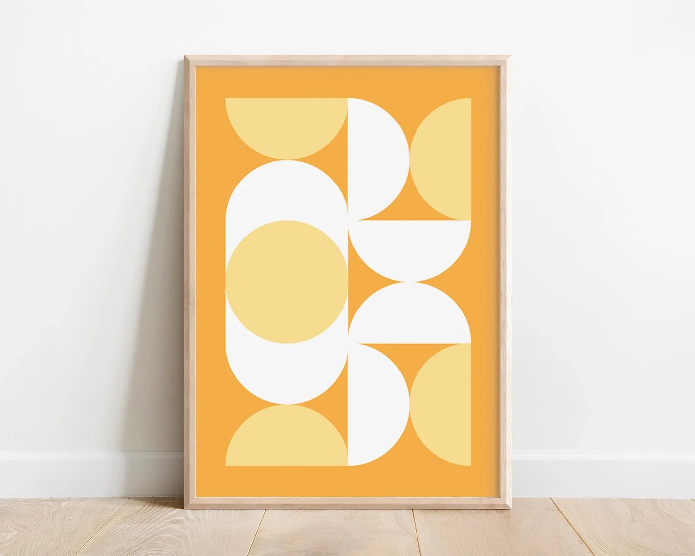 Framed yellow bahuas style print