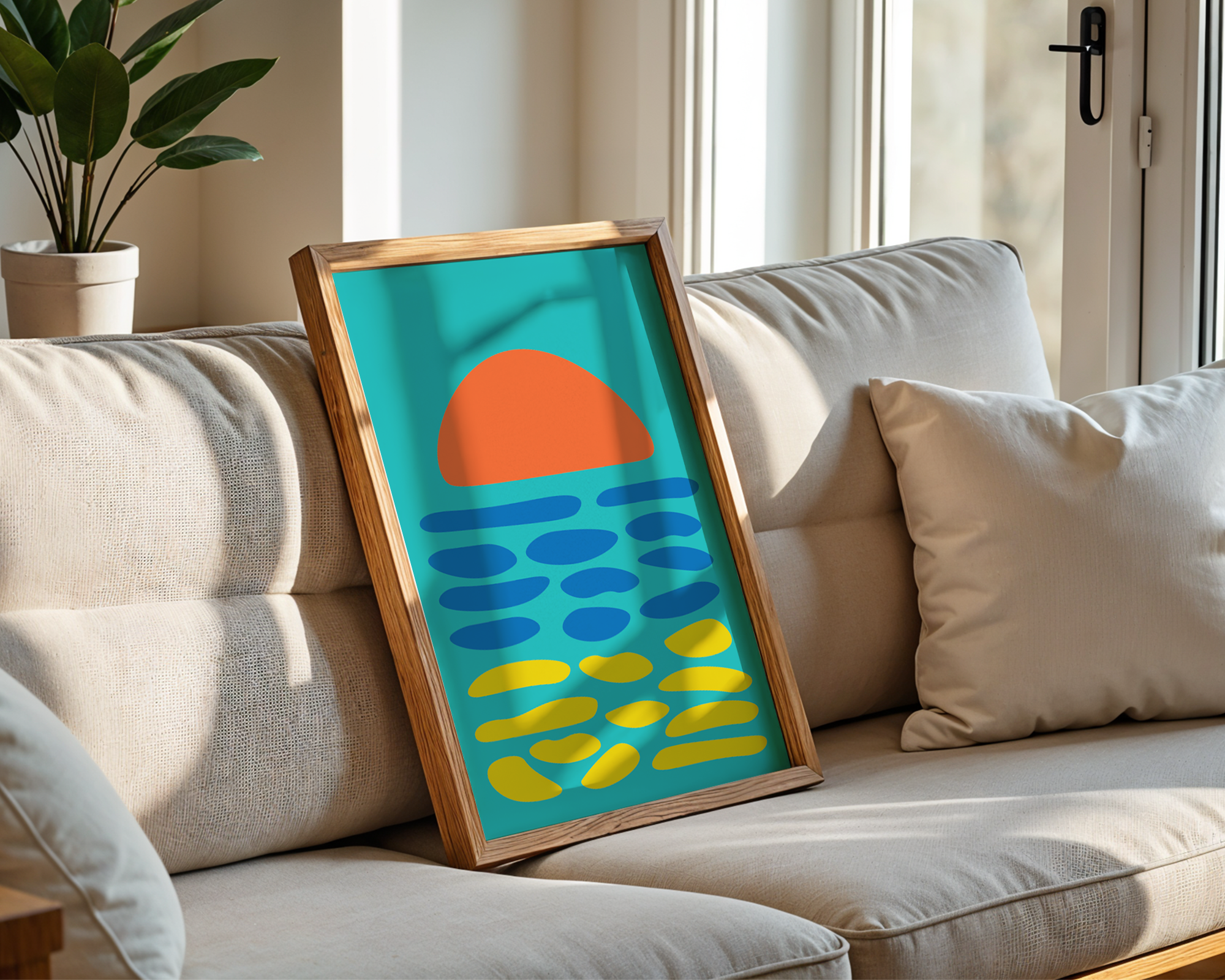 abstract beach poster in frame