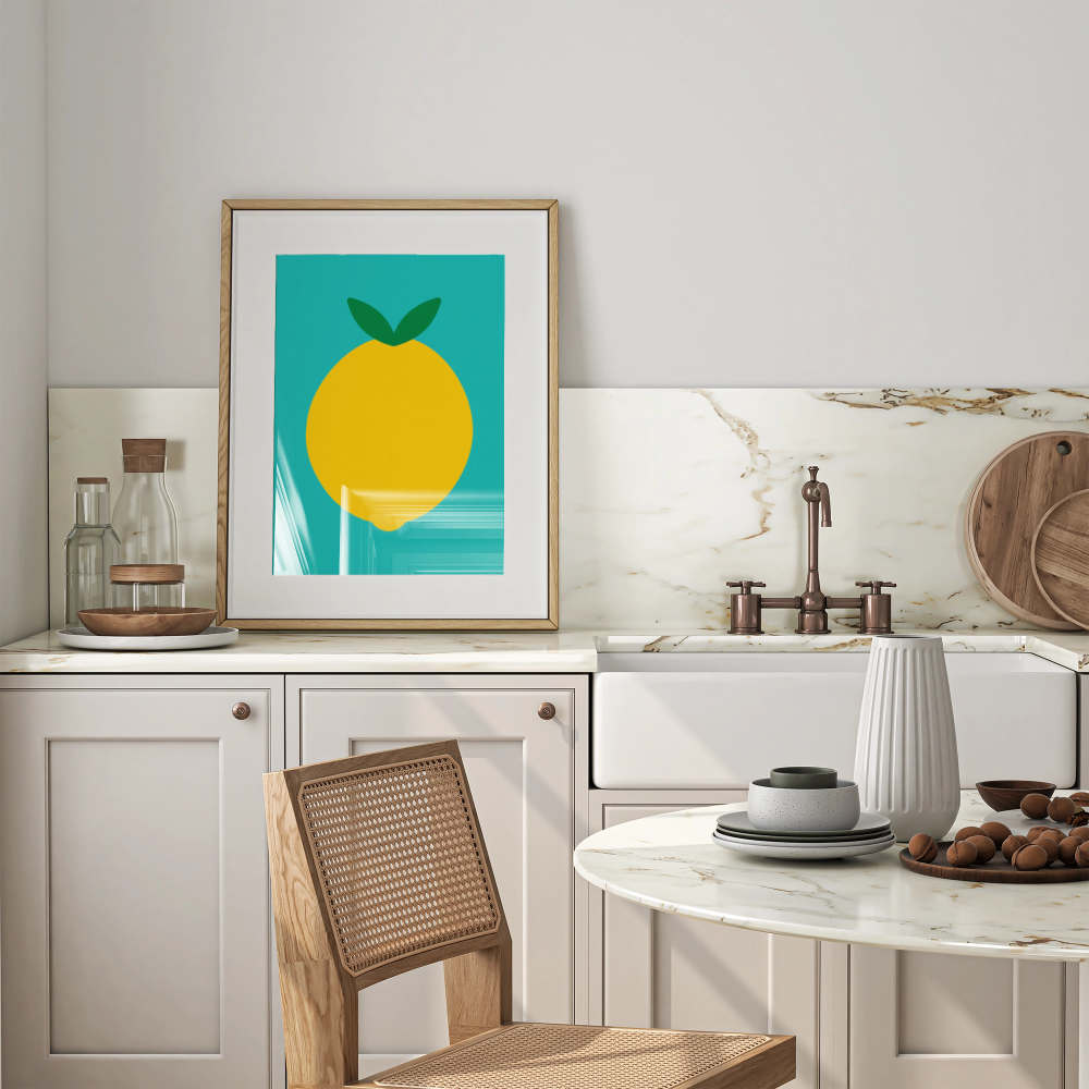lemon print in contemporary kitchen