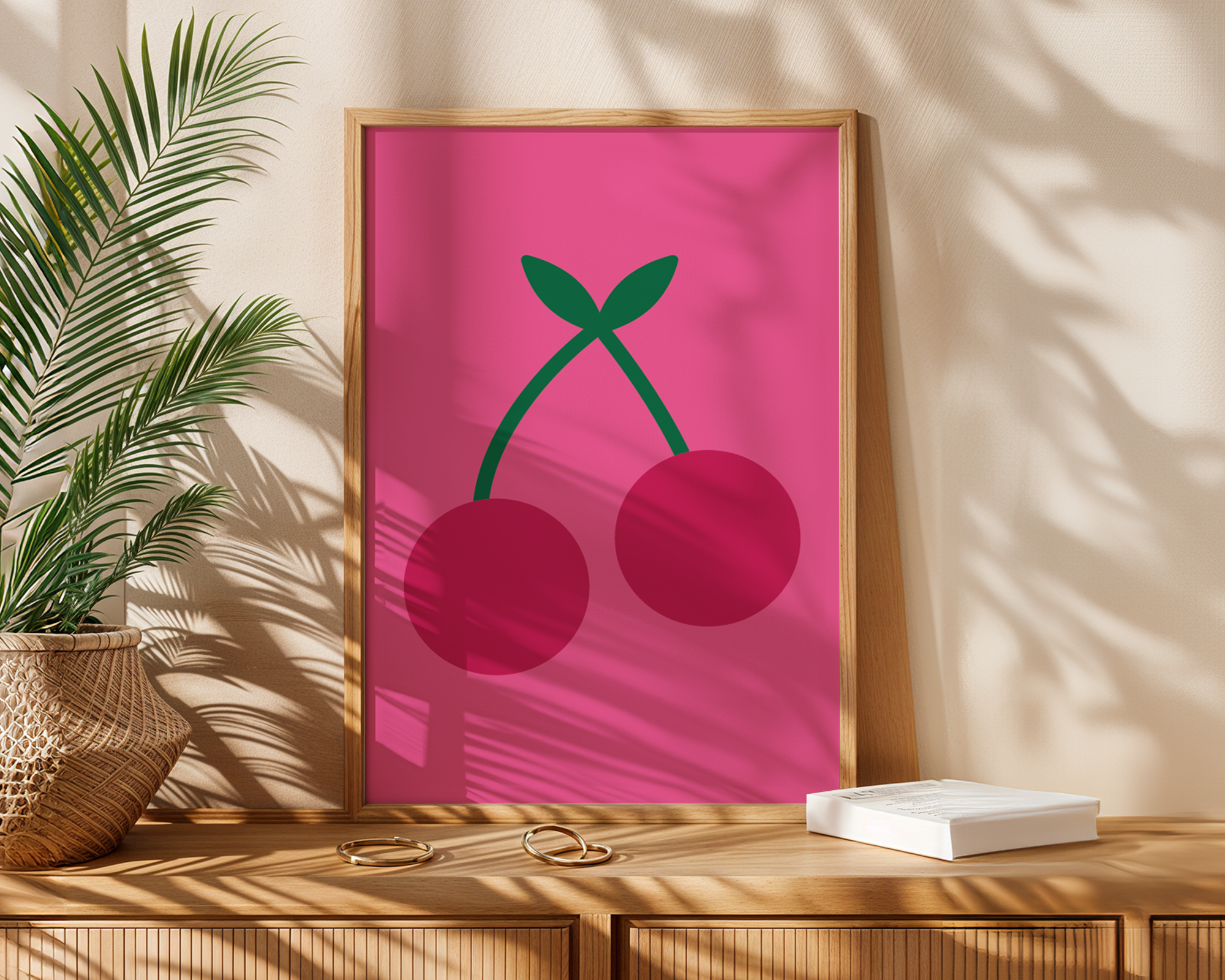 pink kitchen print