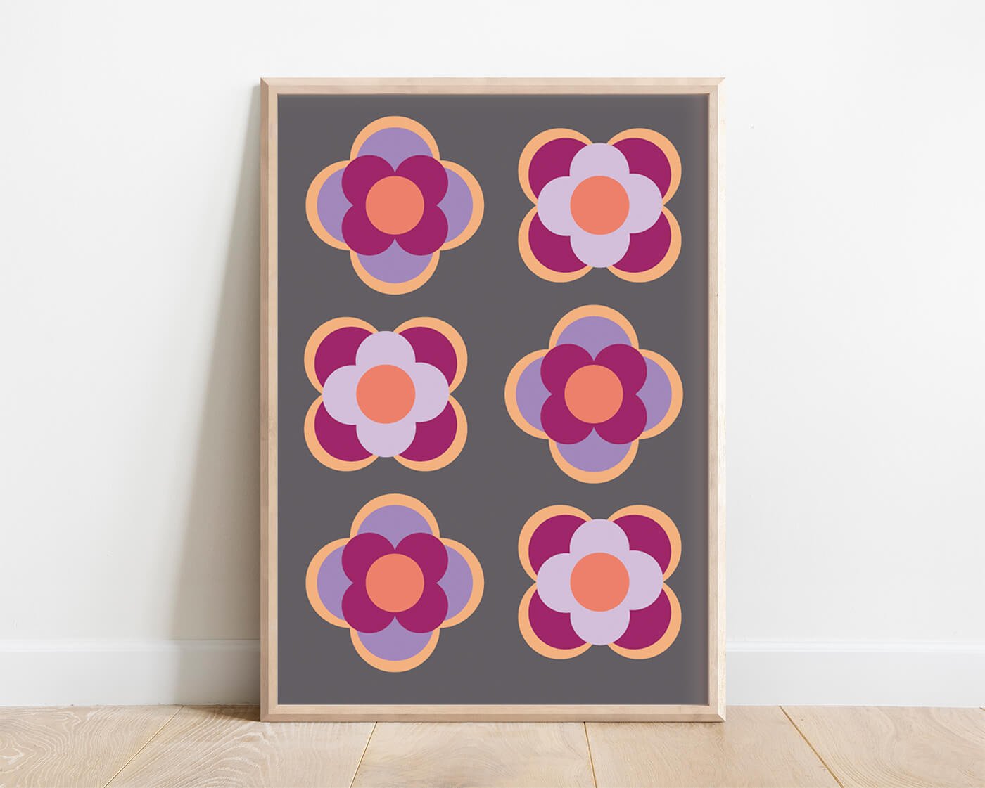 Purple, Contemporary Flower Print