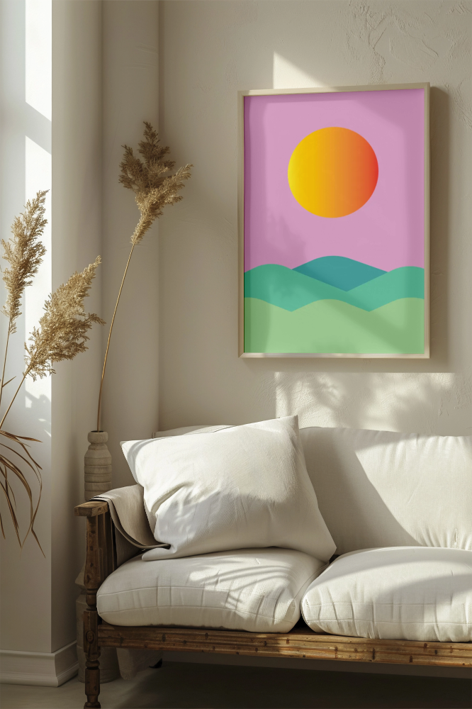 sun print on wall of living room